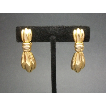 Vintage Gold Tone Dangle Drop Clip on Earrings Articulated Bow Plain Gold Elegant