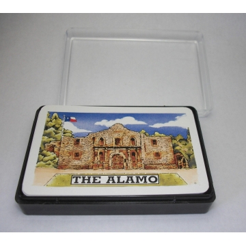 Vintage The Alamo Playing Cards Standard Bridge Deck with Plastic Case Made in Hong Kong Texas Revolution Battle of the Alamo Souvenir