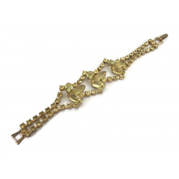 Vintage Juliana D&E Delizza and Elster Peridot or Citrine Rhinestone Bracelet Size 7 1/4" Long  Mid Century Designer Jewelry
