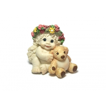 Vintage 1996 Dreamsicles Figurine Baby Angel Cherub with Teddy Bear "Playmates" Dreamsicles Collectible Knick Knack