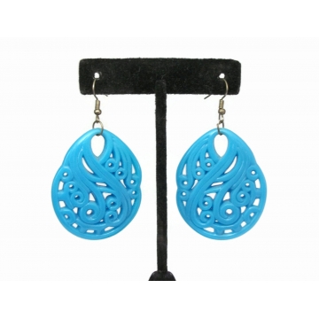 Big Blue Acrylic Dangle Earrings Large Plastic Abstract Water Drop Aqua Wave Drop Earrings Hook Earrings for Pierced Ears