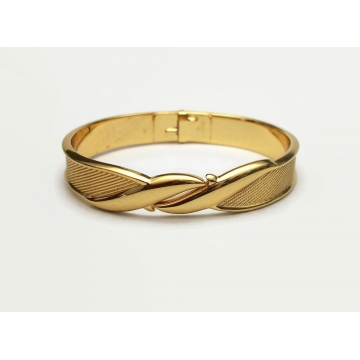 Vintage Monet Gold Clamper Bracelet Hinged Bangle Textured Gold Women's Bracelet