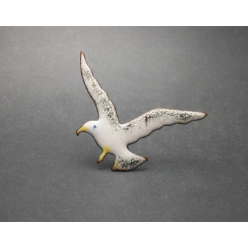 Vintage Enameled Metal Seagull Brooch Lapel Pin Flying Sea Gull Pin Signed Goodrich