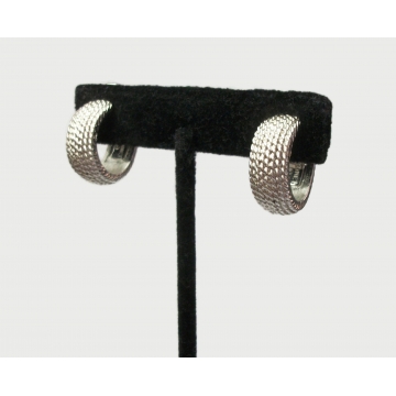 Vintage Monet Textured Silver Hoop Clip on Earrings Signed Monet Jewelry Silver Tone Rope Twist 7/8" Hoop Earrings Clip Ons