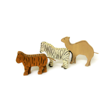 Vintage Rustic Wood Camel Zebra Tiger Animal Figurines Wooden Rustic Home Decor Painted Wood