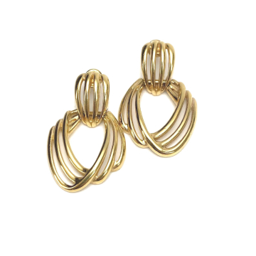 Vintage Monet Gold Doorknocker Earrings Dangle Earrings Door Knocker Style