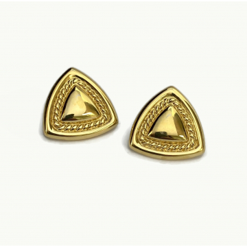 Vintage Monet Gold Triangle Earrings Pierced Post Stud Earrings